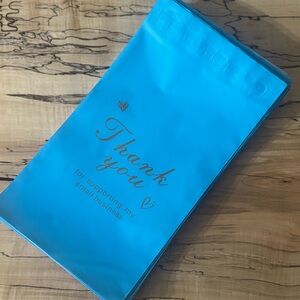 🩵Blue & Gold 9x7 Thank You Poly Mailers #2 - Med Pack - Shipping Supplies